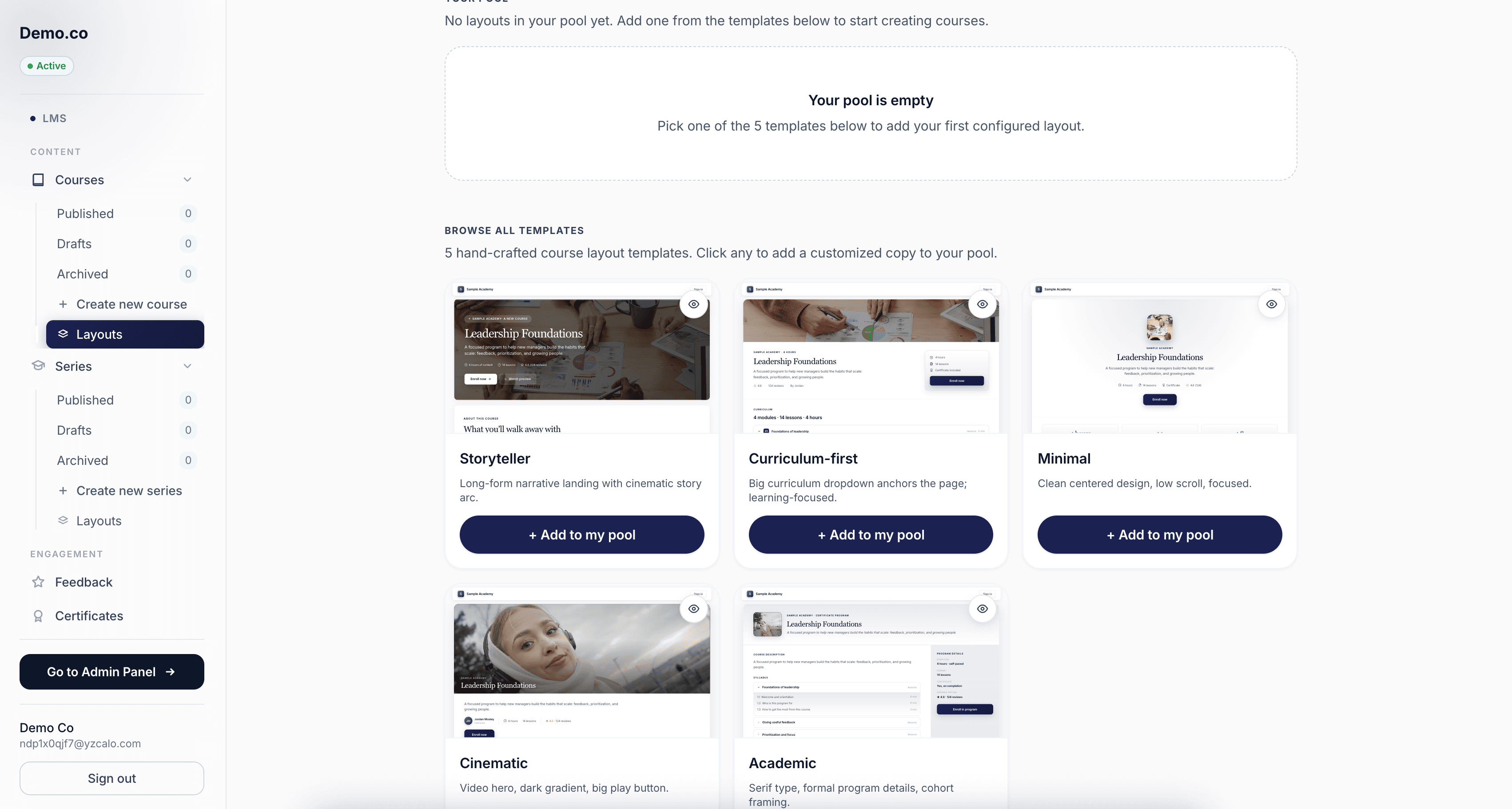 Your course layouts pool