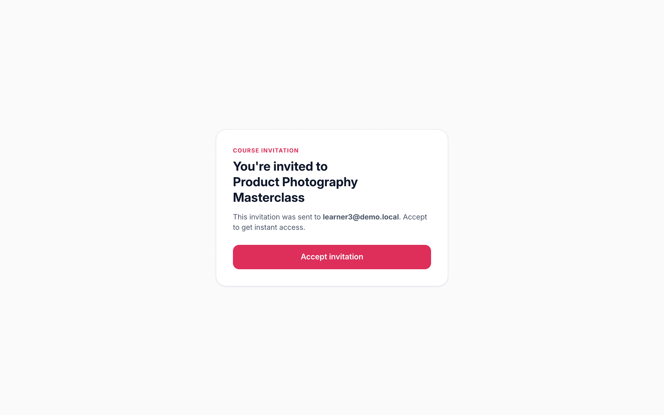 Accepting a course invitation
