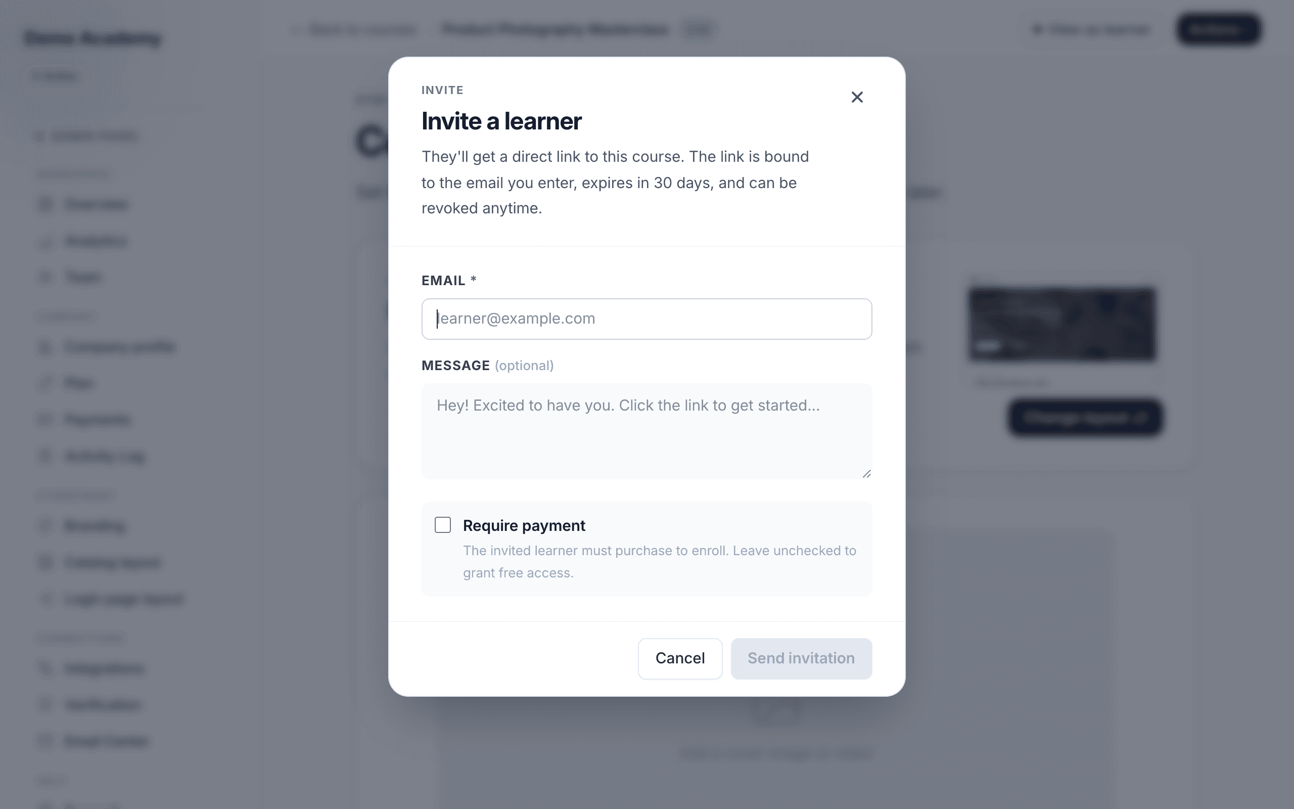 Invite a learner