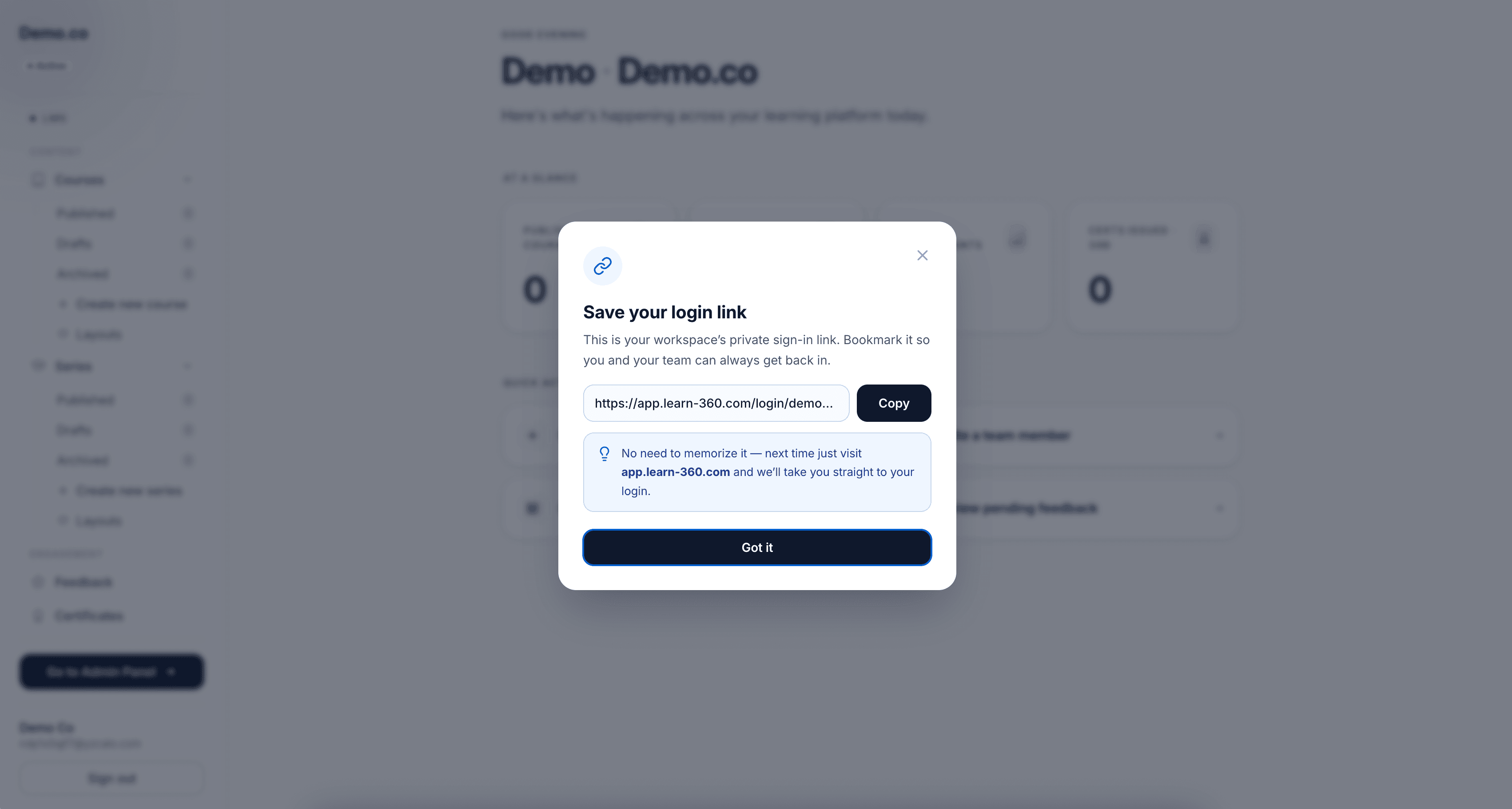 You’re all set — your private login link